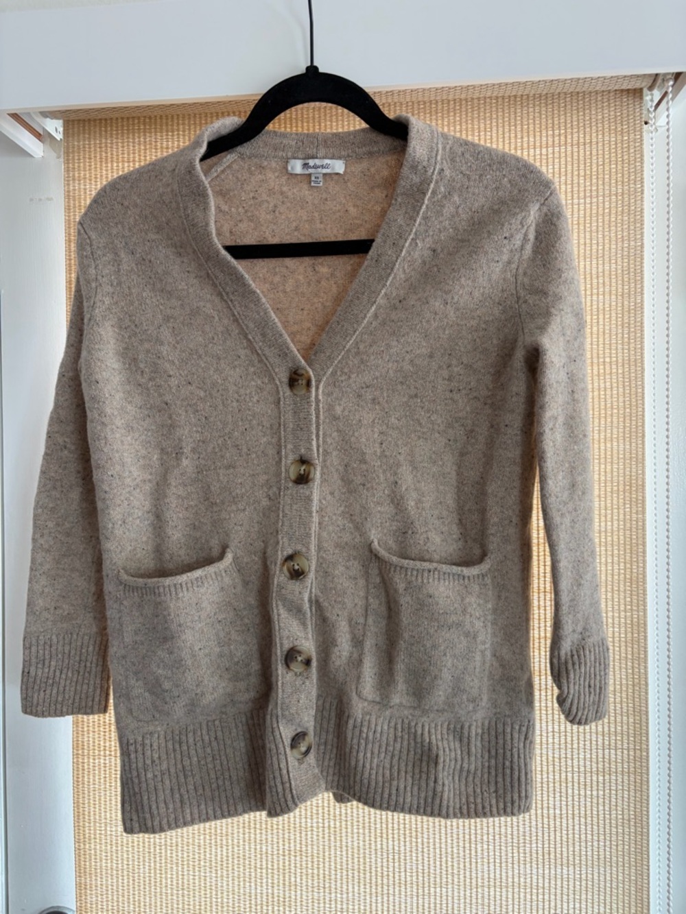 Madewell Taupe Button-Front Wool Blend Cardigan
